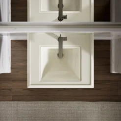 Pedestal/console table bathroom sink basin with single faucet-hole drilling