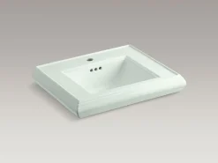 Pedestal/console table bathroom sink basin with single faucet-hole drilling