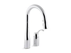 Pull-down bar sink faucet with three-function sprayhead