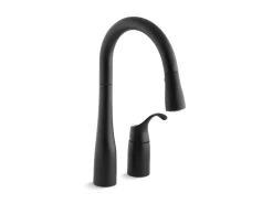 Pull-down bar sink faucet with three-function sprayhead