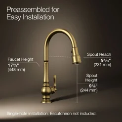 Pull-down kitchen sink faucet with three-function sprayhead