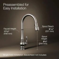 Pull-down kitchen sink faucet with three-function sprayhead
