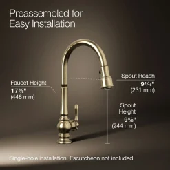 Pull-down kitchen sink faucet with three-function sprayhead
