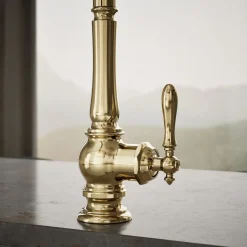 Pull-down kitchen sink faucet with three-function sprayhead