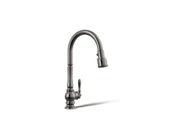 Pull-down kitchen sink faucet with three-function sprayhead