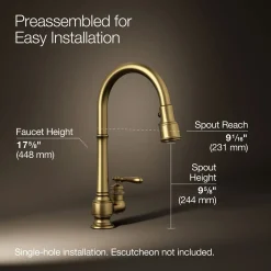 Pull-down kitchen sink faucet with three-function sprayhead