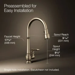 Pull-down kitchen sink faucet with three-function sprayhead