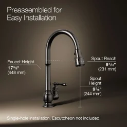Pull-down kitchen sink faucet with three-function sprayhead
