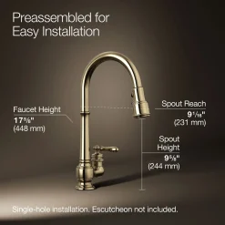 Pull-down kitchen sink faucet with three-function sprayhead
