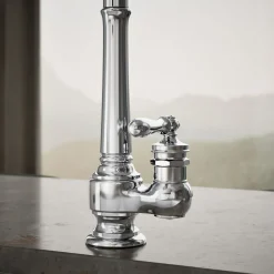 Pull-down kitchen sink faucet with three-function sprayhead