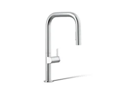 Pull-down kitchen sink faucet with two-function sprayhead
