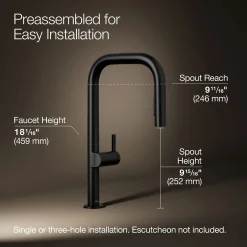 Pull-down kitchen sink faucet with two-function sprayhead