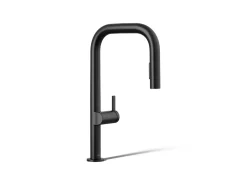 Pull-down kitchen sink faucet with two-function sprayhead