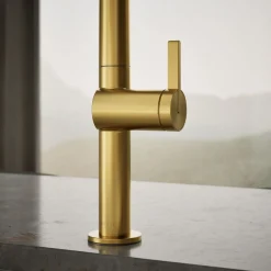 Pull-down kitchen sink faucet with two-function sprayhead
