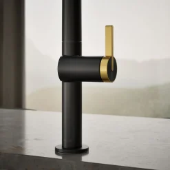 Pull-down kitchen sink faucet with two-function sprayhead