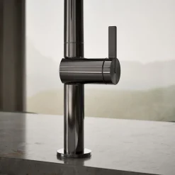 Pull-down kitchen sink faucet with two-function sprayhead