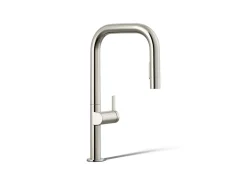 Pull-down kitchen sink faucet with two-function sprayhead