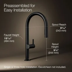 Pull-down kitchen sink faucet with two-function sprayhead