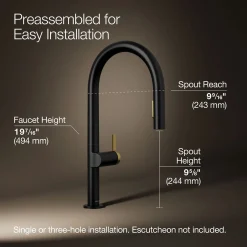 Pull-down kitchen sink faucet with two-function sprayhead