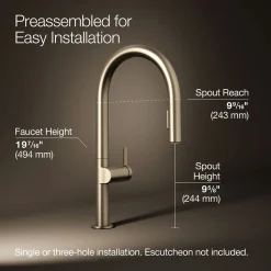 Pull-down kitchen sink faucet with two-function sprayhead