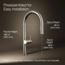 Pull-down kitchen sink faucet with two-function sprayhead