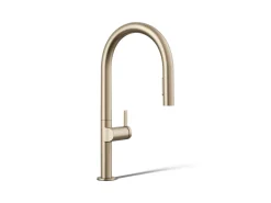 Pull-down kitchen sink faucet with two-function sprayhead