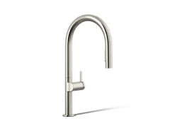 Pull-down kitchen sink faucet with two-function sprayhead
