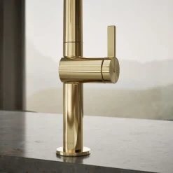 Pull-down kitchen sink faucet with two-function sprayhead