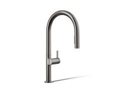 Pull-down kitchen sink faucet with two-function sprayhead