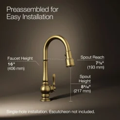 Pull-down kitchen sink faucet with three-function sprayhead