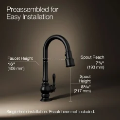 Pull-down kitchen sink faucet with three-function sprayhead