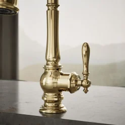 Pull-down kitchen sink faucet with three-function sprayhead