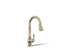 Pull-down kitchen sink faucet with three-function sprayhead