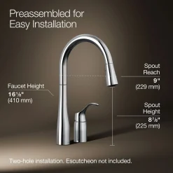 Pull-down kitchen sink faucet with three-function sprayhead