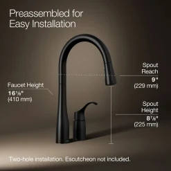 Pull-down kitchen sink faucet with three-function sprayhead