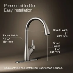 Pull-down kitchen sink faucet with two-function sprayhead