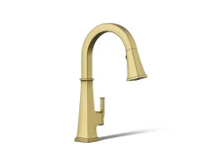 Pull-down kitchen sink faucet with three-function sprayhead
