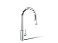 Pull-down kitchen sink faucet with two-function sprayhead