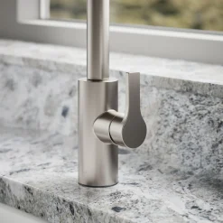 Pull-down kitchen sink faucet with two-function sprayhead