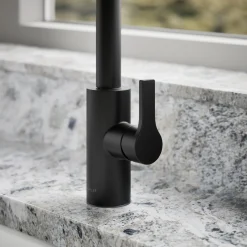 Pull-down kitchen sink faucet with two-function sprayhead