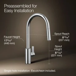 Pull-down kitchen sink faucet with two-function sprayhead