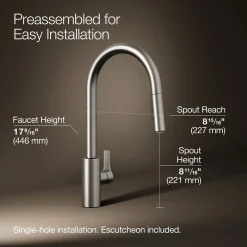 Pull-down kitchen sink faucet with two-function sprayhead