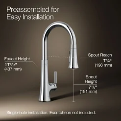 Pull-down kitchen sink faucet with three-function sprayhead
