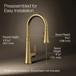 Pull-down kitchen sink faucet with three-function sprayhead