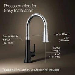 Pull-down kitchen sink faucet with three-function sprayhead