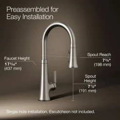 Pull-down kitchen sink faucet with three-function sprayhead