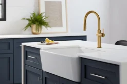 Pull-down kitchen sink faucet with three-function sprayhead