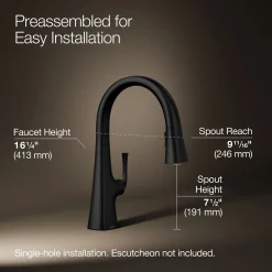 Pull-down kitchen sink faucet with three-function sprayhead