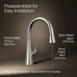 Pull-down kitchen sink faucet with three-function sprayhead