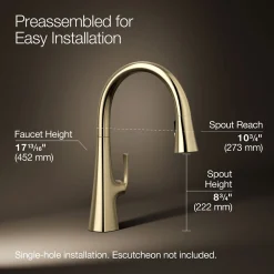 Pull-down kitchen sink faucet with three-function sprayhead